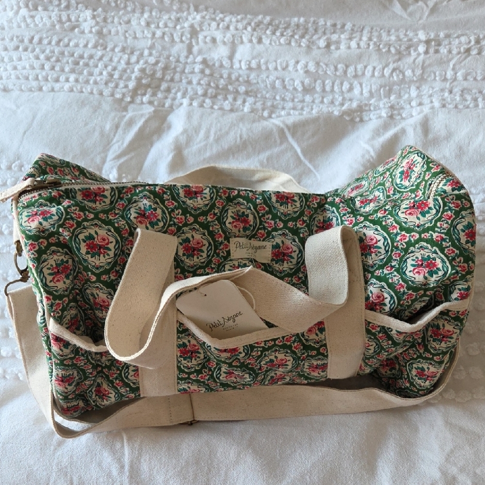 Sezane Green and Pink Patterned Bowling Bag